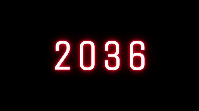 neon counting 2020 -2052 years. Neon number  animation background. Happy New years counter animation.