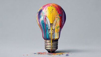 colorful lightbulb with paint splatters