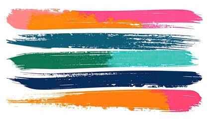 Obraz premium Vibrant brushstrokes creating colorful lines on white background for graphic design