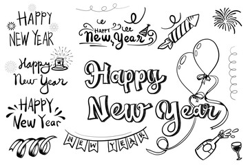 Happy new year calligraphy set