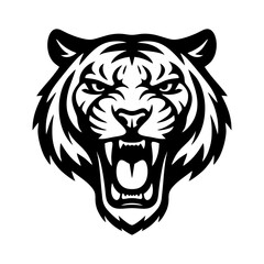 Roaring Tiger Head Silhouette Vector
