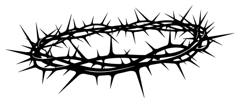 Crown of Thorns silhouette vector illustration. Christian religious symbol of the passion and suffering of Jesus Christ.
