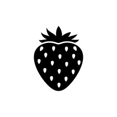 Vector art of stylized black silhouette of a strawberry with seeds