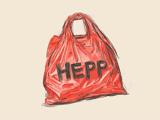 Bright Red Bag with Handwritten Letters on a Light Background