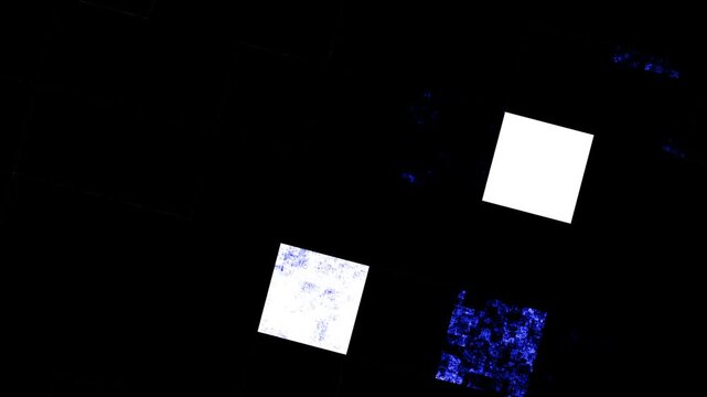 Black and white old Abstract  squire tiles Historical pattern Animation with rough effect , white glowing block motion Background