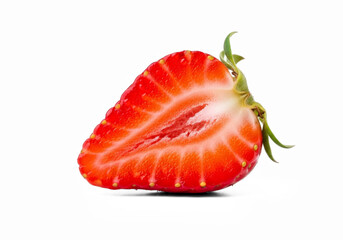 Fresh Ripe Strawberry Half on Transparent Background with Seeds