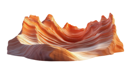 Orange canyon rock layers isolated on transparent background, png