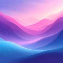 Stylized landscape of layered rolling hills in shades of pink and blue