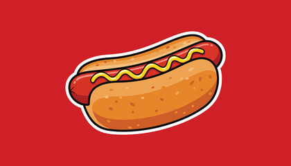 Hot Dog with Mustard Cartoon Vector Illustration