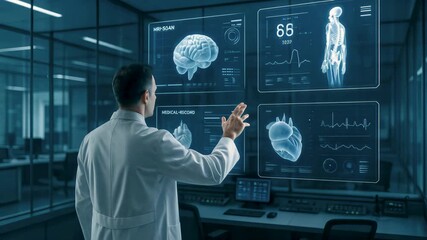 Innovative medical technology empowers doctors to interact with holographic anatomical data, revolutionizing diagnosis and patient care in modern healthcare - Powered by Adobe