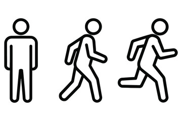 Human Movement Stages Stick Figures Standing Walking and Running Progress