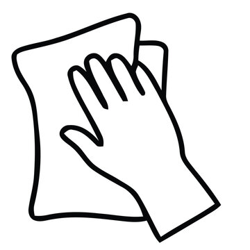 hand wiping cloth, black and white clip art preview