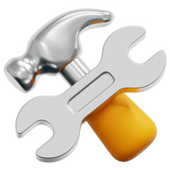 3D Hammer And Wrench Icon