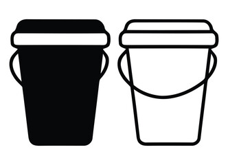 Versatile Utility Buckets with Lids in Solid and Outline Design Icons