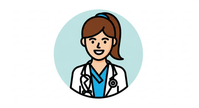 Female doctor or nurse in uniform with stethoscope medical staff character healthcare professional