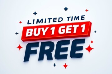 Limited time buy one get one free sale promotion with stars and sparkles