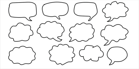 vector Collection of hand drawn speech bubbles and thought clouds in various shapes and styles