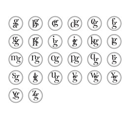 Elegant Vintage Monogram Letter Logo Set in Double Circle Badge | Classic Initial Typography Emblem Collection