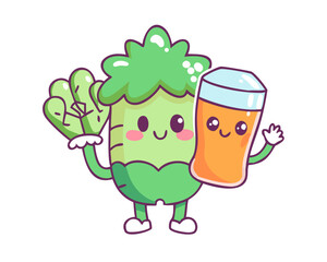 mascot for a vegetable drink brand, super cute, 2d