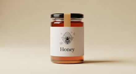 Honey Jar Mockup with Elegant Bee Design for Natural Sweetener Product Presentation