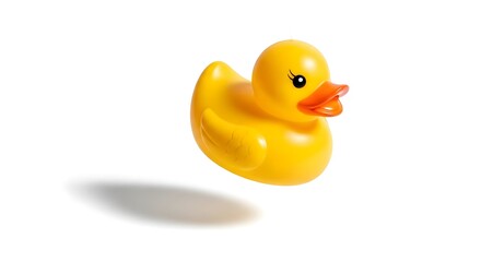 Yellow Rubber Duck Toy on White Background