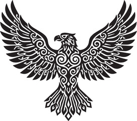 Obraz premium Eagle Head Vector Illustration - Detailed Black and White Drawing