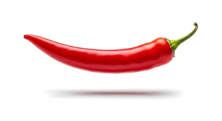 Vibrant Red Chili Pepper Isolated on White Background with Natural Shadows