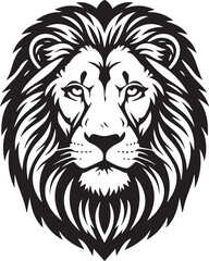 Majestic Lion Head Vector Illustration in Black and White