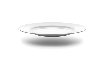 White ceramic plate on white background, food and kitchen utensils with clean, modern design