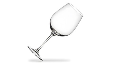 Elegant Crystal Sparkling Empty Wine Glass on White Background