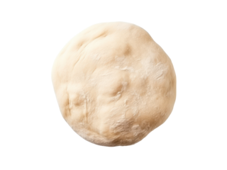 Isolated ball of raw pizza dough with textured surface on a solid black background, Isolated On Transparent Background