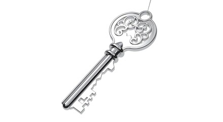 Ornate Silver Key Illustration Unlocking Secrets and New Beginnings