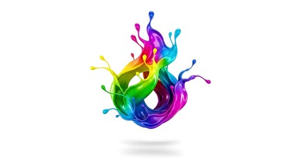 Colorful Paint Splash Twirl Vibrant Fluid Art