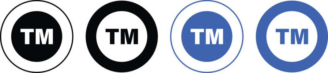 trademark icon set,TM icon sign, transparent png and vector symbol,