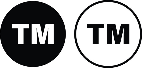 trademark icon set,TM icon sign, transparent png and vector symbol,