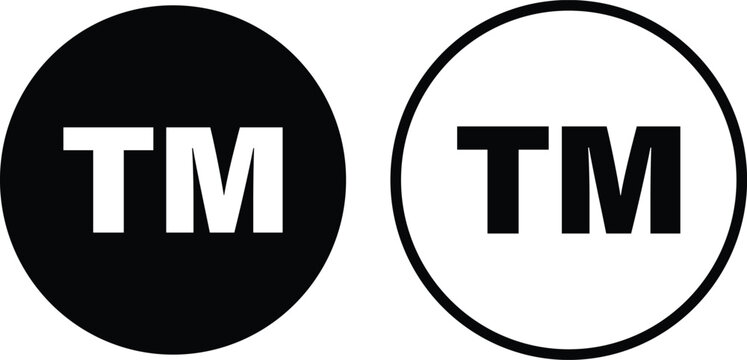 trademark icon set,TM icon sign, transparent png and vector symbol,