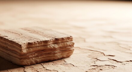Stack of layered clay or rock sediment with textured surface and soft