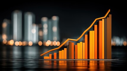 Market growth analysis urban cityscape infographic chart nighttime dynamic data visualization