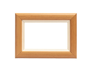 A rectangular picture frame featuring wood-grain with a white inner border, black background