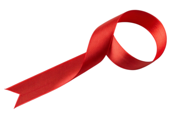 Support the cause with this vibrant red ribbon, a symbol of hope and awareness, perfect for campaigns and social media graphics