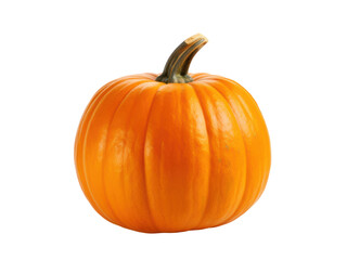 Isolated orange pumpkin with green stem against a black background autumn harvest food vegetable, Isolated On Transparent Background