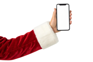 Santa's got a new phone with a blank screen for your marketing! Download now and showcase your Christmas designs instantly