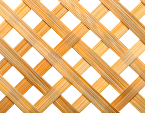 Diagonal woven lattice pattern of light-colored wood, contrasted with black space