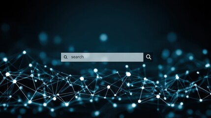 Search interface displaying digital network connections virtual environment web technology night view connectivity concept