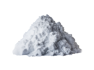 Isolated white snow pile on black background showing textured powder substance with shadows and, Isolated On Transparent Background