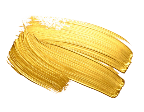 A golden brushstroke, thick and textured, against a black background - Powered by Adobe