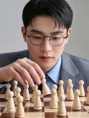 Businessman hand choose people with outstanding ability from the crowd and Successful team leader concept