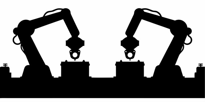 Sleek silhouette of automated robotic arms for modern manufacturing, showcasing precision and efficiency in industrial processes and advanced technology solutions