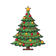 Christmas tree decorated with ornaments and candy canes