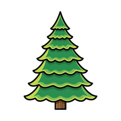 Illustration of a simple evergreen tree with a brown trunk